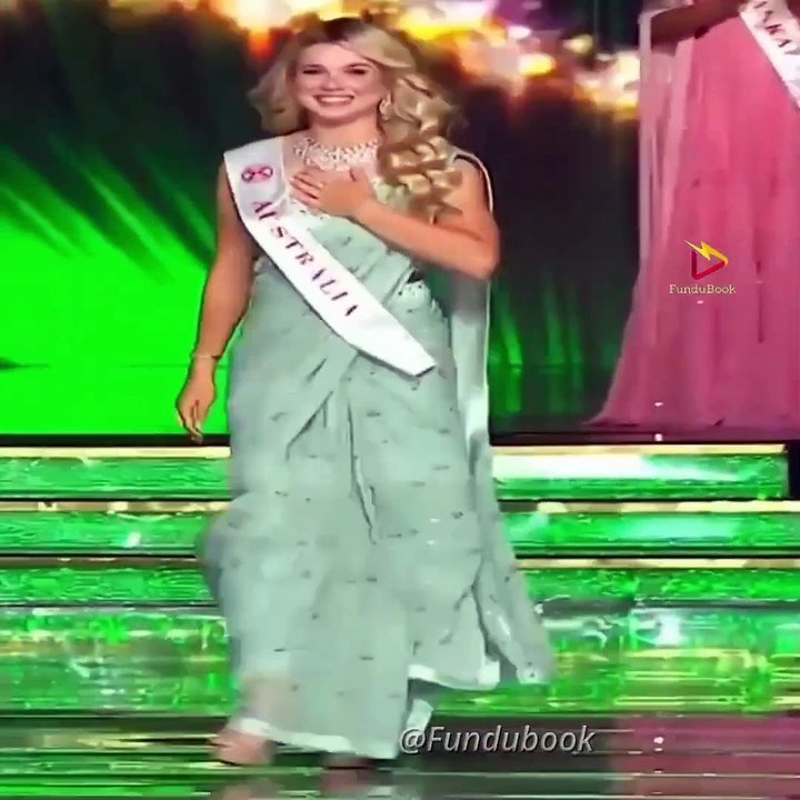 Miss world Australia Indian saree transformation | Sanatan Dhram #fundubook #sanatandharm #missworld   Join us as we witness the stunning transformation of Miss World Australia 2024 in a beautiful Indian saree! In this captivating video