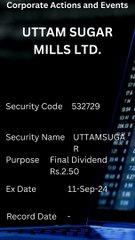 UTTAM SUGAR MILLS LTD. - Corporate Actions and Events #shorts