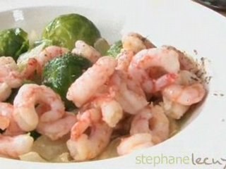 Choux de Bruxelles et crevettes au lait de coco