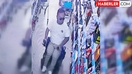 Engelli rolü yapıp marketten ürün çalan hırsız kamerada