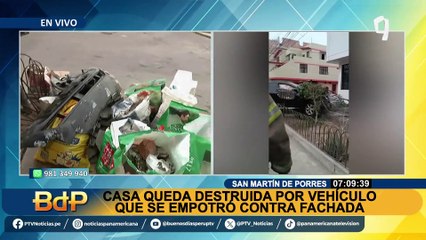 Familia pide justicia en SMP: casa queda destrozada luego que carro se empotrará en fachada