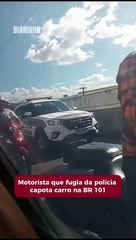 Veículo roubado capota na BR 101 durante fuga