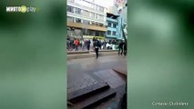 25-01-19 El momento en que vándalos atacan CAI de la Policía durante las protestas en Bogotá