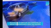 Reventaron el vidrio de una camioneta en pleno Centenario para robar una mochila