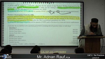 TAX | CAF-2 LECTURE 6 | SIR ADNAN RAUF - (FCA) | MARCH 24