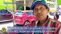 Vendedores de coco en Coatzacoalcos viven momentos difíciles, esperan repunte de ventas