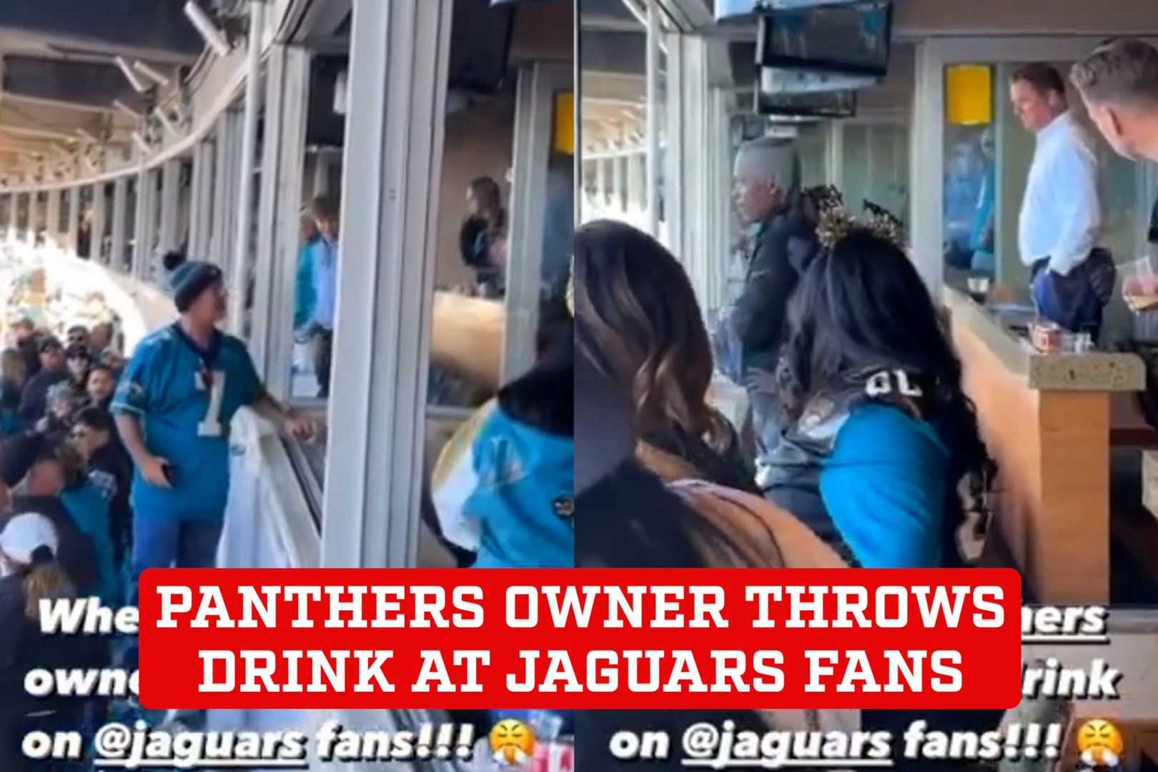 Panthers owner gets angry and throws drink at Jaguars fans