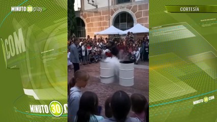 Impactantes imágenes explosión de un bidón de nitrógeno en la casa de la cultu