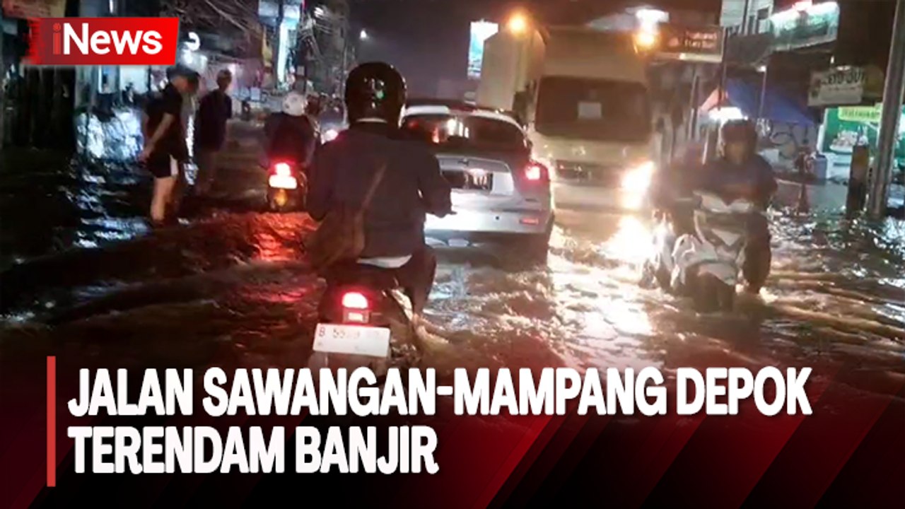 Kali Licin Meluap, Jalan Sawangan-Mampang Depok Dikepung Banjir