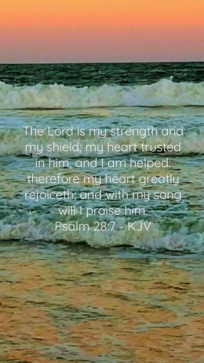 The Lord is my strength and my shield; my heart trusted in him, and I am helped: therefore my heart greatly rejoiceth; and with my song will I praise him.Psalm 28:7 - KJV