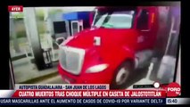 #VIDEO: Momento en que tráiler impacta varios autos en una caseta en Jalisco