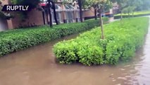 Las calles se convierten en ríos por las fuertes lluvias que inundan la provincia china de Henan