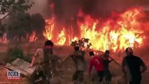 Aldeanos sin herramientas intentan luchar contra los incendios forestales