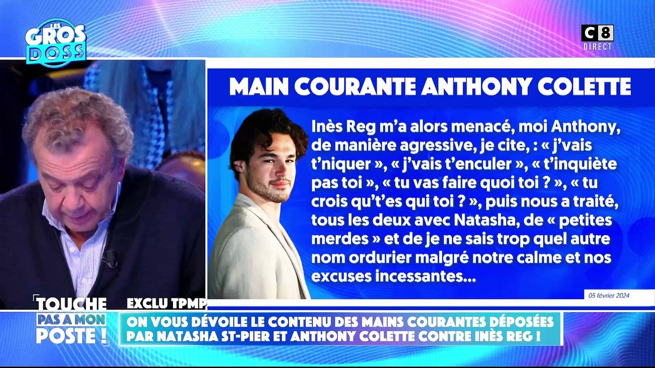 "Danse avec les stars" - Dans sa main courante contre Inès Reg, le danseur Anthony Colette affirme "craindre pour sa sécurité" et s'être fait insulter : "J'vais te niquer. Je vais t'enculer. Tu es qui toi ?"