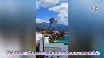 La lava sale disparada del volcán de La Palma, en la isla española de Canarias,