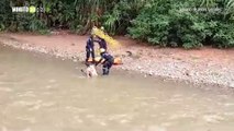 Bomberos rescatan a hombre que se lesionó bañándose en el río Medellín