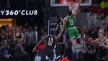 Tatum attacks and punches the poster dunk