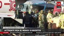 CAPUFE confirma deceso de 19 personas tras el accidente en la autopista México-Puebla.