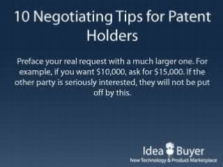 Selling a Patent - Negotiating