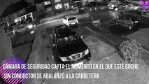 #OMG: Cámara de seguridad capta a un coche sin freno de manos abalanzarse a la carretera