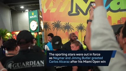 Three worlds collide - Neymar and Butler greet Alcaraz after Miami Open win
