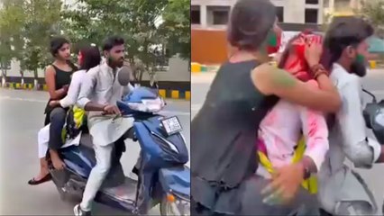 Viral Holi Video: होली पर लड़कियों को स्टंट करना पड़ा भारी, Noida Traffic Police ने सिखाया सबक!
