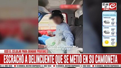 Encontró a delincuente en su camioneta, lo filmó y lo escrachó en las redes