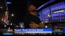 Espectáculo de drones en la Super Bowl sobre el Centro de Convenciones de Los Ángeles