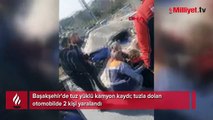 Başakşehir'de feci kaza! Tuz dolan otomobilde can pazarı