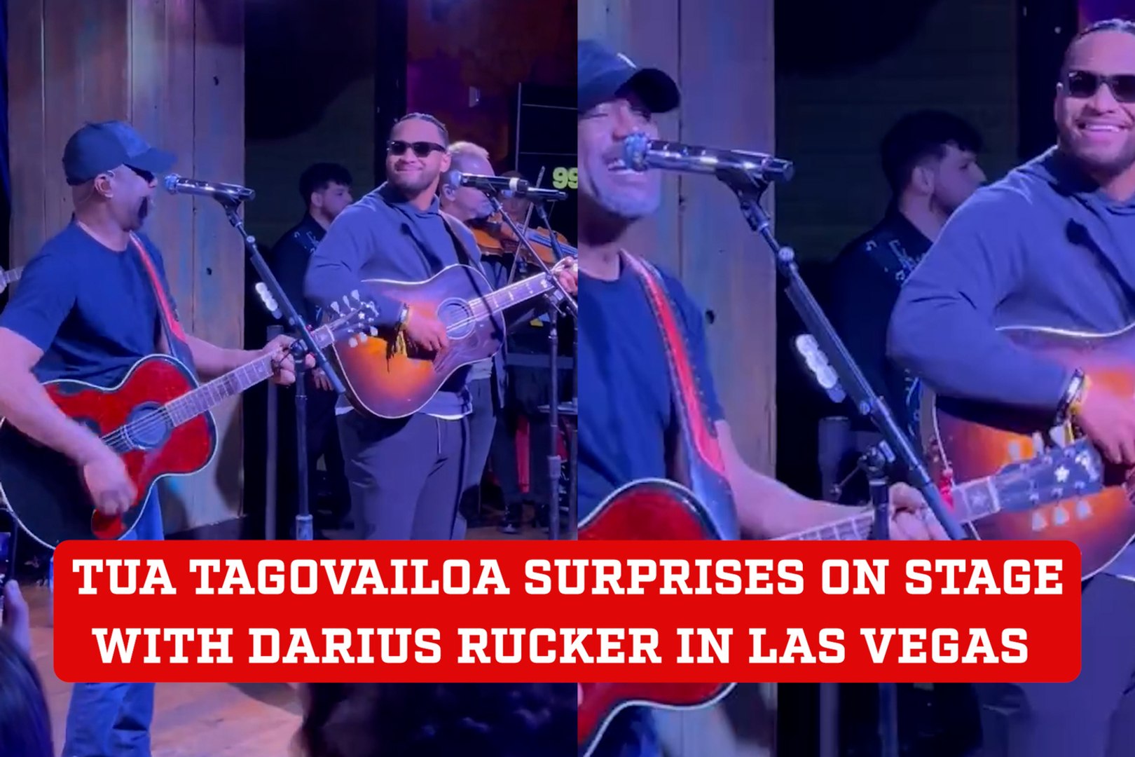 Tua Tagovailoa joins Darius Rucker on stage in Vegas before Super Bowl 58 hype