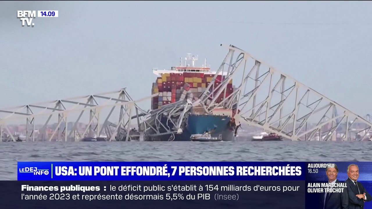 Pont effondré à Baltimore: aucun membre de l'équipage n'a été blessé, selon la compagnie gestionnaire du navire