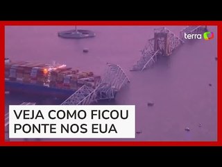 Veja como ficou ponte destruída por navio em Baltimore (EUA)