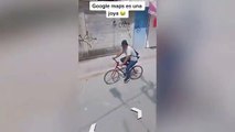 #VIRAL - #GoogleMaps captura cómico accidente de bicicleta