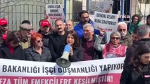 1.5 milyon lira ceza kesilen BİRTEK-Sen'den bakanlık önünde protesto: Bu cezanın Türkiye tarihinde örneği görülmemiştir