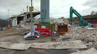 21 photographs of demolition underway at Ryan McBride Brandywell Stadium as work progresses on new North Terrace