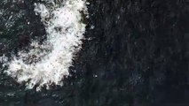 Un dron muestra cómo una ballena jorobada salta para darse un festín con un enorme bocado de pescado