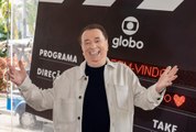 Raul Gil visita Estúdios Globo para receber homenagem no Domingão com Huck