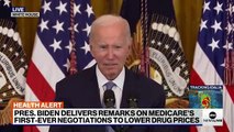Biden pronuncia el primer discurso tras desvelar las negociaciones sobre los precios de los medicamentos con Medicare