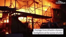 Ucrania: edificios en llamas en Járkov tras el mayor ataque ruso