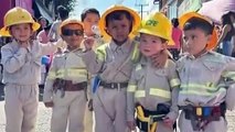 Niños hacen homenaje a trabajadores de la CFE que laboraron en Acapulco