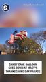 El globo del bastón de caramelo cae en el desfile de Acción de Gracias de Macy's