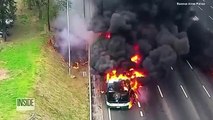 Icendio en un autobús obliga a los pasajeros a correr para salvar la vida