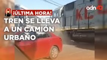 ¡última Hora! Impresionante momento en el que un tren embistió un camión urbano con pasajeros