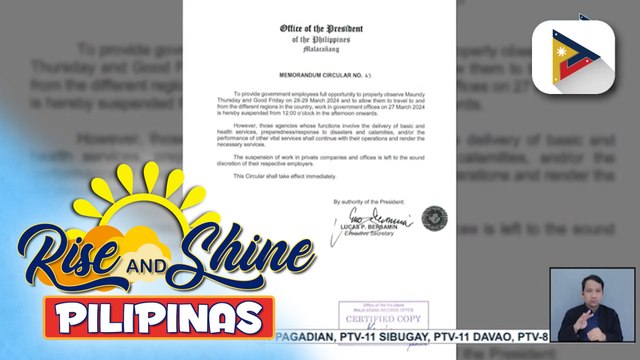 Pasok sa mga tanggapan ng pamahalaan, suspendido simula mamayang tanghali