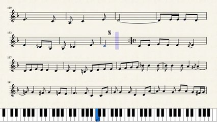 النوتةالموسيقية,,,, للمقطع ,,,, لقمر القمر خدنا على موجه قمر ,,,,يا خلي القلب,,, تدوين ماهر الغمرى