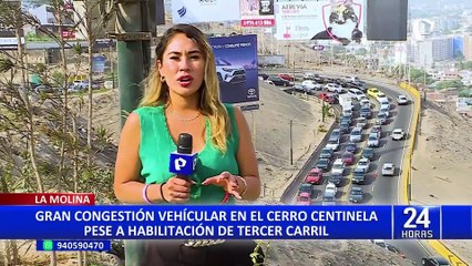 Tải video: Congestión vehicular en Cerro Centinela a pesar de apertura de tercer carril