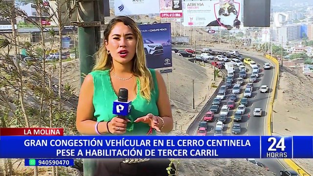 Congestión vehicular en Cerro Centinela a pesar de apertura de tercer carril