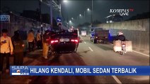 Sebuah Mobil Sedan Terguiing di Kawasan Cengkareng, Diduga Pengemudi Hilang Kendali