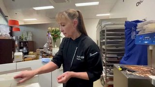Hayley Tibbett from Indulge Fine Belgian Chocolates shows how Easter eggs are made