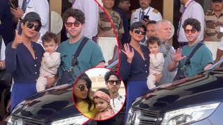 Priyanka Chopra & Nick Jonas Arrive At Mumbai Airport With Their Cutest Daughter Maltie Marie